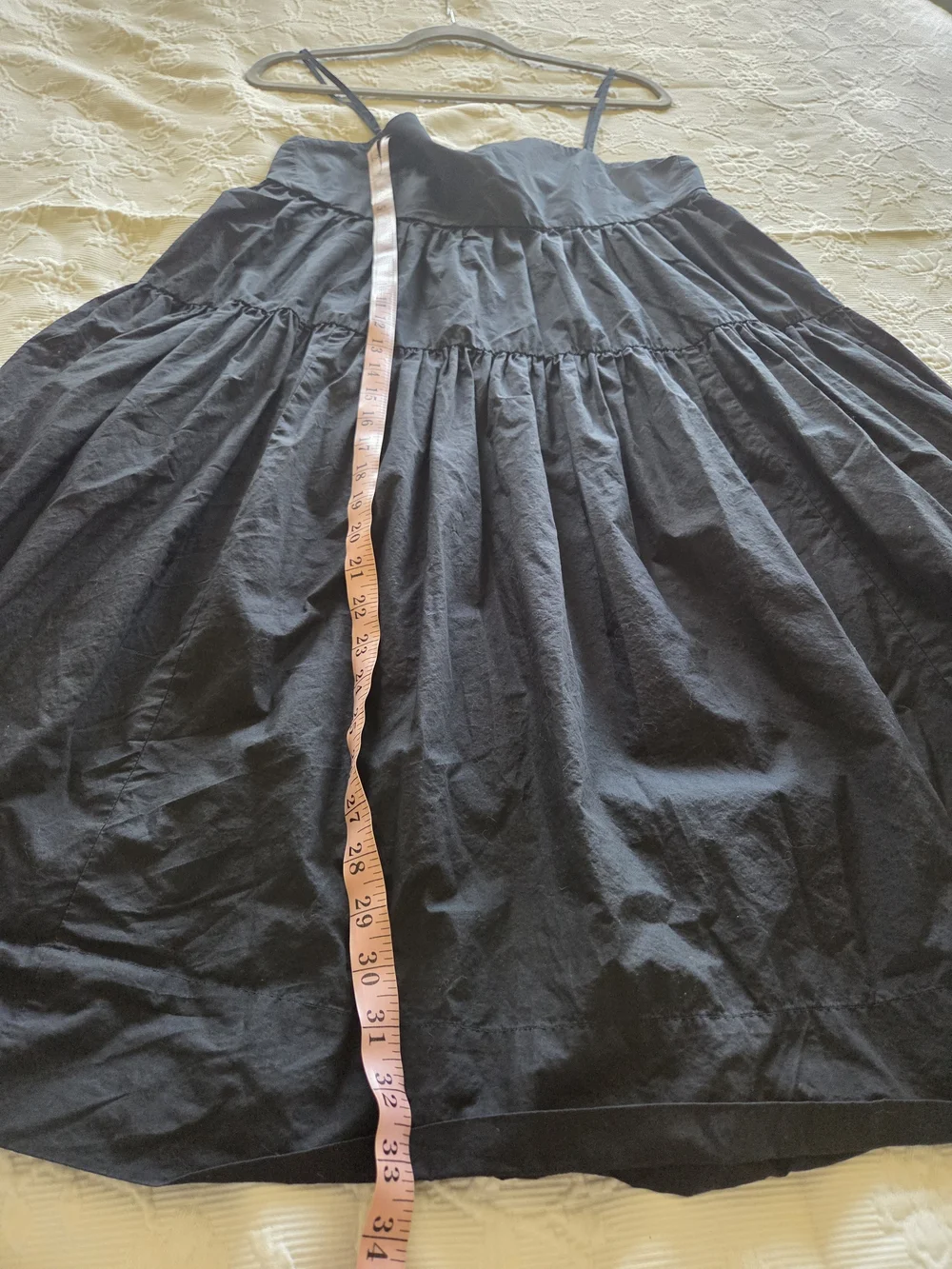 J. Crew | Black Spaghetti Strap Tiered Midi Dress